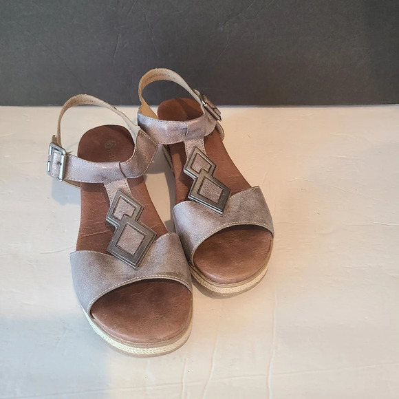 Remonte soft women's sandals size 40 metallic gray 9-9,5 US - Picture 1 of 5
